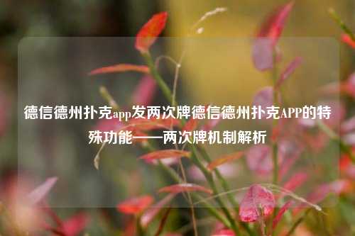 德信德州扑克app发两次牌德信德州扑克APP的特殊功能——两次牌机制解析