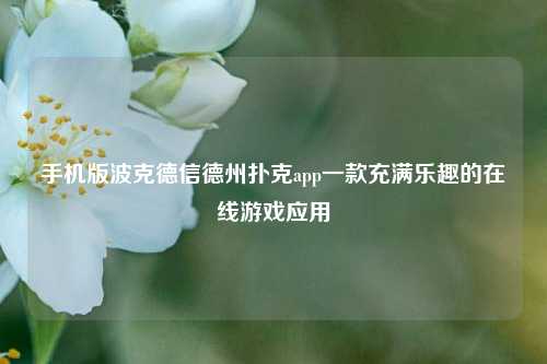 手机版波克德信德州扑克app一款充满乐趣的在线游戏应用