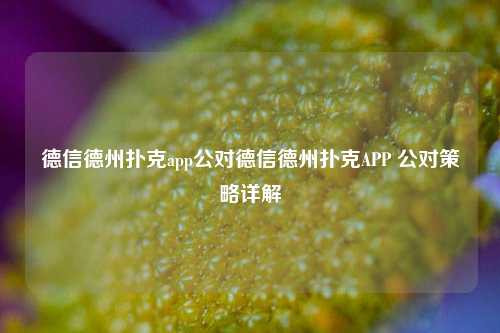 德信德州扑克app公对德信德州扑克APP 公对策略详解