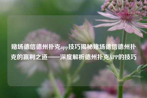 赌场德信德州扑克app技巧揭秘赌场德信德州扑克的赢利之道——深度解析德州扑克APP的技巧