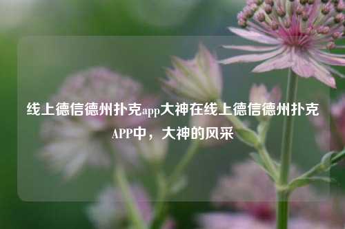 线上德信德州扑克app大神在线上德信德州扑克APP中，大神的风采