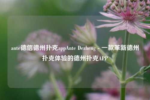ante德信德州扑克appAnte Dezheng - 一款革新德州扑克体验的德州扑克APP