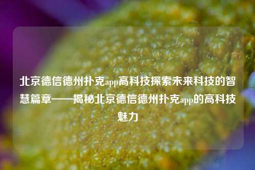 北京德信德州扑克app高科技探索未来科技的智慧篇章——揭秘北京德信德州扑克app的高科技魅力