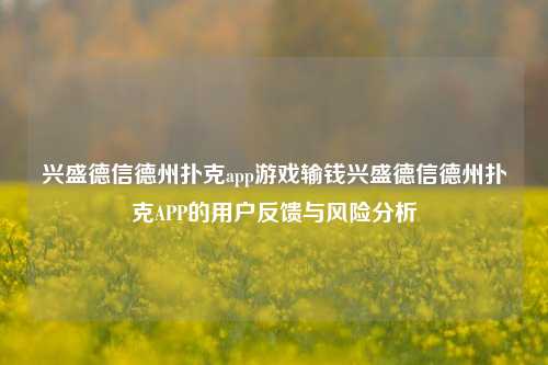 兴盛德信德州扑克app游戏输钱兴盛德信德州扑克APP的用户反馈与风险分析