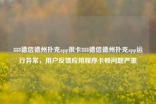 888德信德州扑克app很卡888德信德州扑克app运行异常，用户反馈应用程序卡顿问题严重