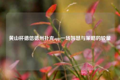 黄山杯德信德州扑克app一场智慧与策略的较量