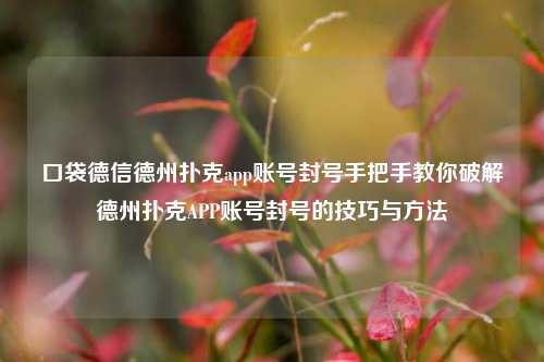 口袋德信德州扑克app账号封号手把手教你破解德州扑克APP账号封号的技巧与方法
