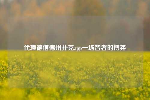 代理德信德州扑克app一场智者的博弈