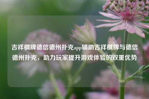 吉祥棋牌德信德州扑克app辅助吉祥棋牌与德信德州扑克，助力玩家提升游戏体验的双重优势