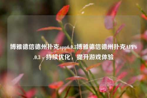 博雅德信德州扑克app6.0.3博雅德信德州扑克APP6.0.3 - 持续优化，提升游戏体验
