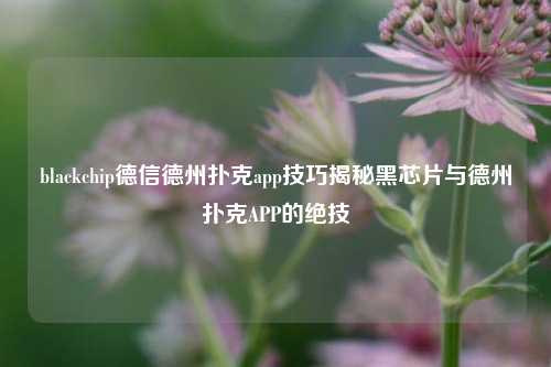 blackchip德信德州扑克app技巧揭秘黑芯片与德州扑克APP的绝技