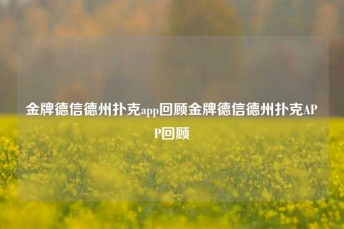 金牌德信德州扑克app回顾金牌德信德州扑克APP回顾