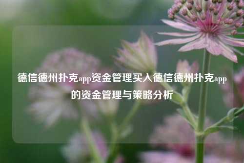 德信德州扑克app资金管理买入德信德州扑克app的资金管理与策略分析