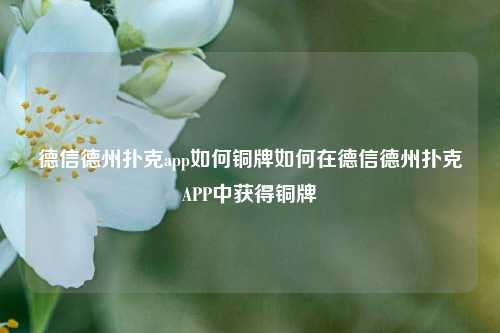 德信德州扑克app如何铜牌如何在德信德州扑克APP中获得铜牌