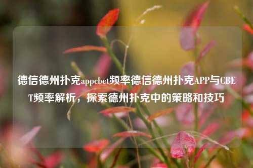 德信德州扑克appcbet频率德信德州扑克APP与CBET频率解析，探索德州扑克中的策略和技巧