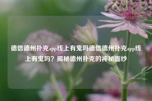 德信德州扑克app线上有鬼吗德信德州扑克app线上有鬼吗？揭秘德州扑克的神秘面纱