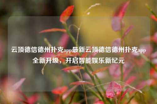 云顶德信德州扑克app最新云顶德信德州扑克app全新升级，开启智能娱乐新纪元