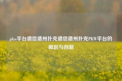 pkw平台德信德州扑克德信德州扑克PKW平台的崛起与创新