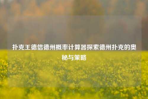 扑克王德信德州概率计算器探索德州扑克的奥秘与策略