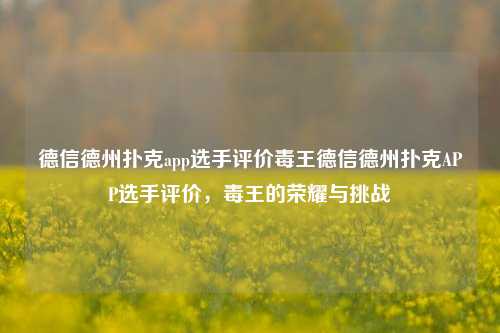 德信德州扑克app选手评价毒王德信德州扑克APP选手评价，毒王的荣耀与挑战