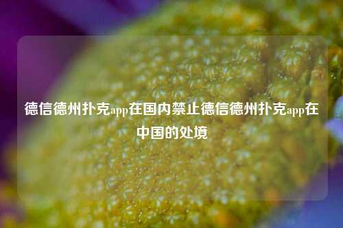 德信德州扑克app在国内禁止德信德州扑克app在中国的处境