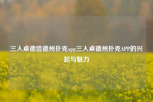 三人桌德信德州扑克app三人桌德州扑克APP的兴起与魅力