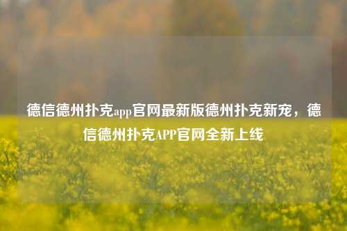 德信德州扑克app官网最新版德州扑克新宠，德信德州扑克APP官网全新上线
