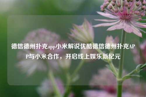 德信德州扑克app小米解说优酷德信德州扑克APP与小米合作，开启线上娱乐新纪元