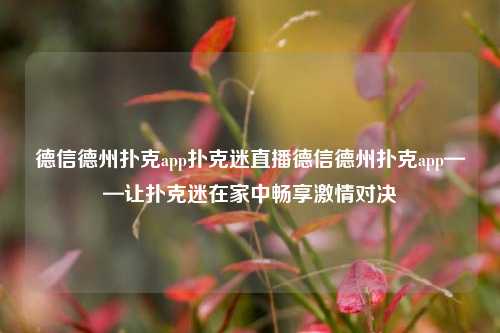 德信德州扑克app扑克迷直播德信德州扑克app——让扑克迷在家中畅享激情对决