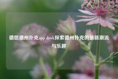 德信德州扑克app drwk探索德州扑克的最新潮流与乐趣