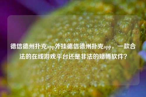 德信德州扑克app外挂德信德州扑克app，一款合法的在线游戏平台还是非法的赌博软件？