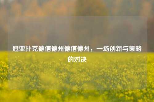 冠亚扑克德信德州德信德州，一场创新与策略的对决