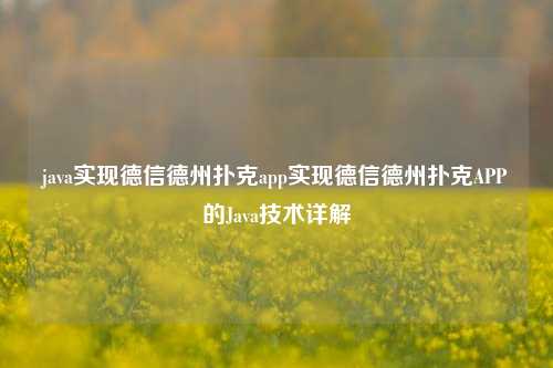 java实现德信德州扑克app实现德信德州扑克APP的Java技术详解