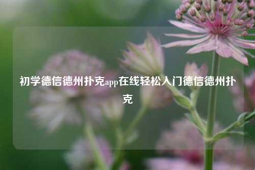初学德信德州扑克app在线轻松入门德信德州扑克
