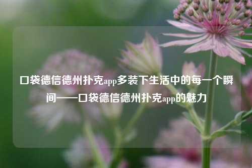 口袋德信德州扑克app多装下生活中的每一个瞬间——口袋德信德州扑克app的魅力
