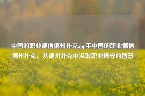 中国的职业德信德州扑克app手中国的职业德信德州扑克，从德州扑克中汲取职业操守的智慧