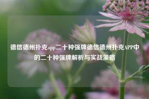 德信德州扑克app二十种强牌德信德州扑克APP中的二十种强牌解析与实战策略