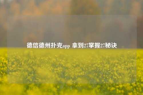 德信德州扑克app 拿到27掌握27秘诀