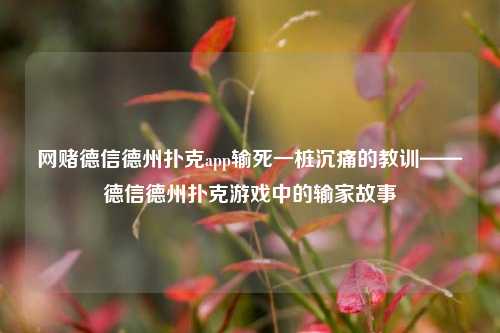 网赌德信德州扑克app输死一桩沉痛的教训——德信德州扑克游戏中的输家故事