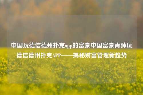 中国玩德信德州扑克app的富豪中国富豪青睐玩德信德州扑克APP——揭秘财富管理新趋势