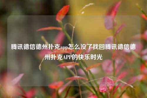 腾讯德信德州扑克app怎么没了找回腾讯德信德州扑克APP的快乐时光