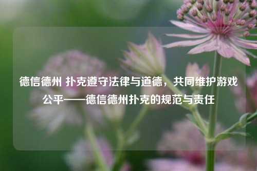 德信德州 扑克遵守法律与道德，共同维护游戏公平——德信德州扑克的规范与责任