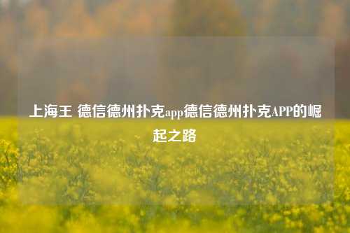 上海王 德信德州扑克app德信德州扑克APP的崛起之路
