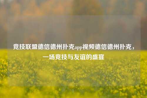 竞技联盟德信德州扑克app视频德信德州扑克，一场竞技与友谊的盛宴