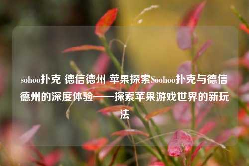 sohoo扑克 德信德州 苹果探索Soohoo扑克与德信德州的深度体验——探索苹果游戏世界的新玩法