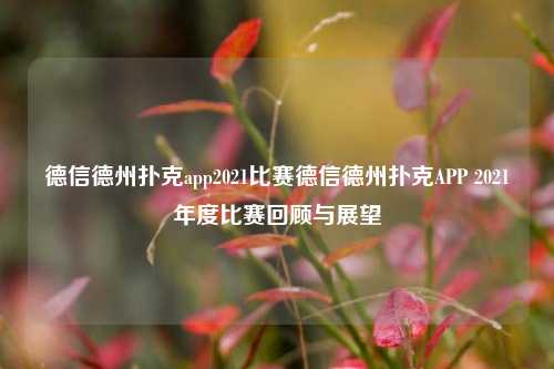 德信德州扑克app2021比赛德信德州扑克APP 2021年度比赛回顾与展望