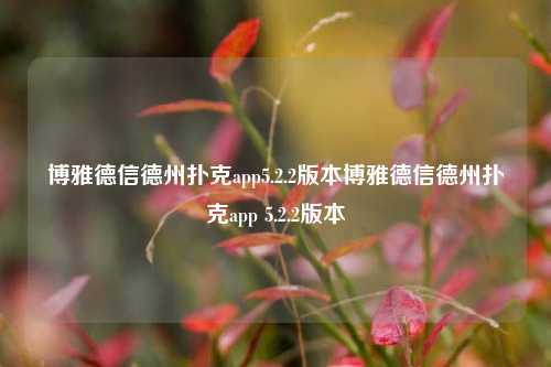 博雅德信德州扑克app5.2.2版本博雅德信德州扑克app 5.2.2版本