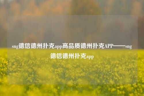 sng德信德州扑克app高品质德州扑克APP——sng德信德州扑克app