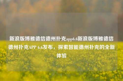 新浪版博雅德信德州扑克app6.6新浪版博雅德信德州扑克APP 6.6发布，探索智能德州扑克的全新体验