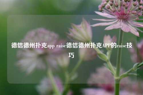 德信德州扑克app raise德信德州扑克APP的raise技巧